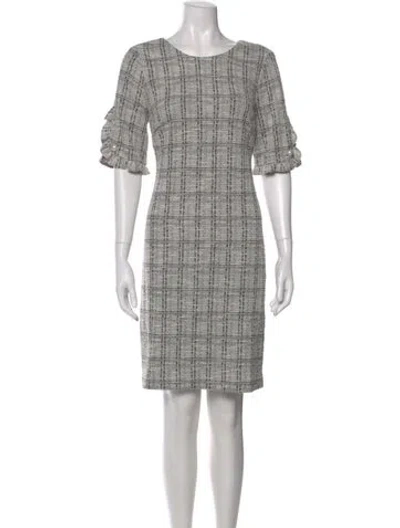 Pre-owned Karl Lagerfeld Plaid Print Knee-length Dress In White
