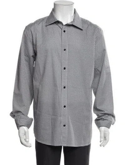 Pre-owned Karl Lagerfeld Plaid Print Long Sleeve Shirt In Black