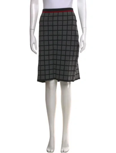 Pre-owned Karl Lagerfeld Plaid Print Midi Length Skirt In Gray