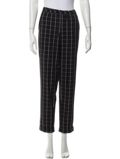 Pre-owned Karl Lagerfeld Plaid Print Straight Leg Pants In Black