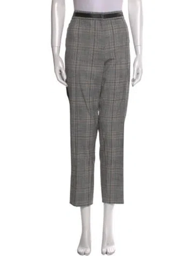 Pre-owned Karl Lagerfeld Plaid Print Straight Leg Pants In Gray