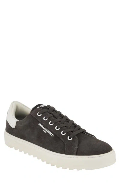 Karl Lagerfeld Plain Toe Suede Sneaker In Grey