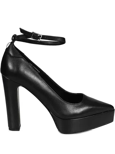 Karl Lagerfeld Platform Ankle-strap Pumps In Black