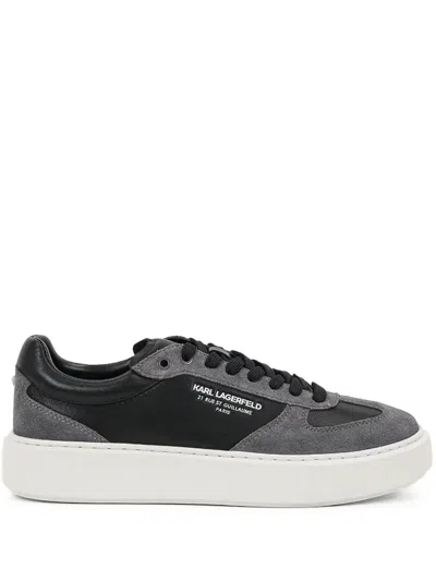 Karl Lagerfeld Platform Leather Suede Sneakers In Black