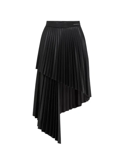Karl Lagerfeld Pleated Asymmetric Midi Skirt In Black