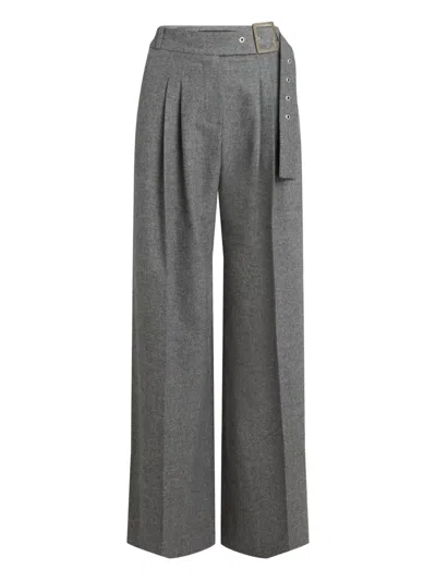 Karl Lagerfeld Pleated Belted Trousers In Gray