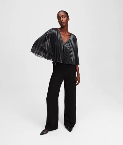 Karl Lagerfeld Pleated Cape Jumpsuit In Black