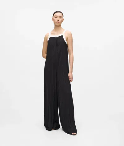 Karl Lagerfeld Pleated Jumpsuit In Black