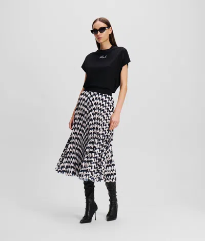 Karl Lagerfeld Pleated Midi Skirt In Black