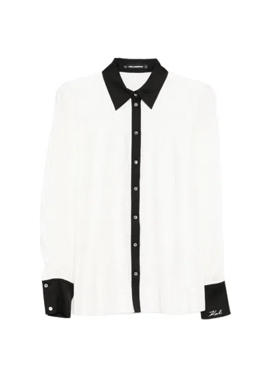 Karl Lagerfeld Pleated Shirt In White