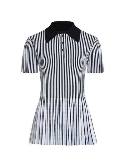 Karl Lagerfeld Pleated Striped Polo Shirt In Multi