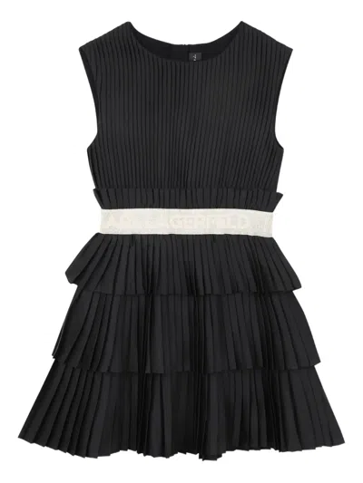 Karl Lagerfeld Kids' Pleated Tiered Dress In Black