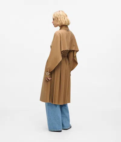 Karl Lagerfeld Pleated Trench Coat In Brown