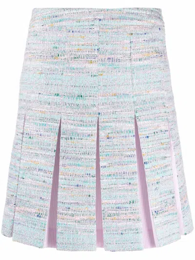 Karl Lagerfeld Pleated Tweed Skirt In Blau