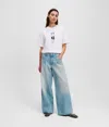 Karl Lagerfeld Pleated Wide-leg Jeans In Blue