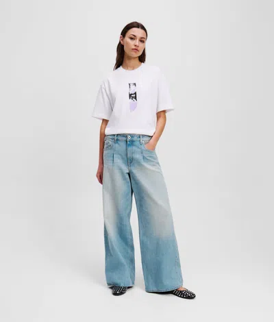 Karl Lagerfeld Pleated Wide-leg Jeans In Blue