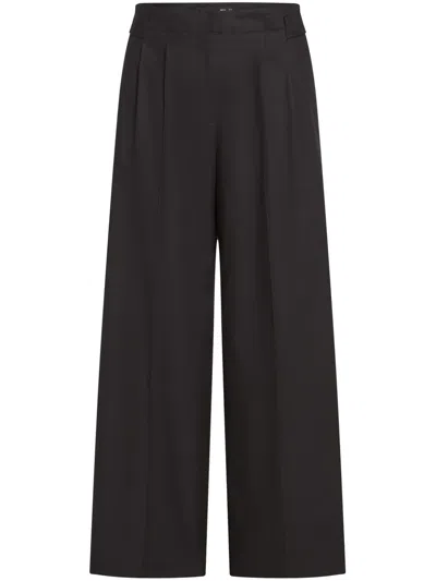 Karl Lagerfeld Pleated Wide-leg Trousers In Black