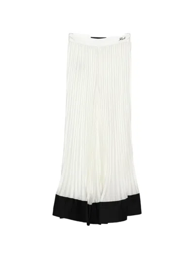 Karl Lagerfeld Pleated Wide-leg Trousers In Blue