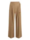 Karl Lagerfeld Pleated Wide-leg Trousers In Brown