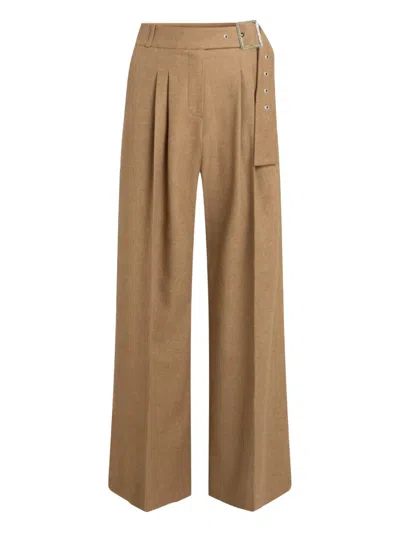 Karl Lagerfeld Pleated Wide-leg Trousers In Brown