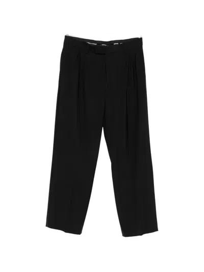 Karl Lagerfeld Pleated Wide-leg Trousers In Black