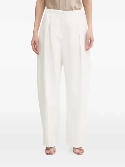 Karl Lagerfeld Pleated Wide-leg Trousers In White