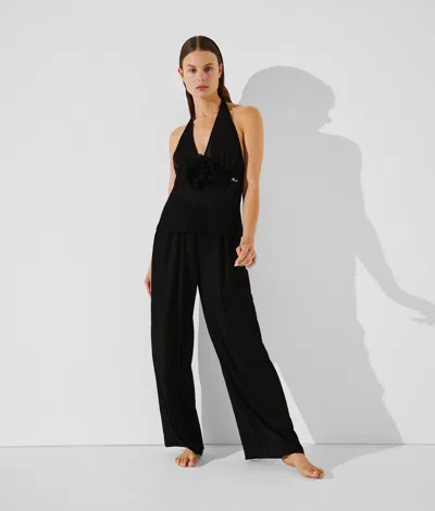 Karl Lagerfeld Plissé Beach Pants In Black