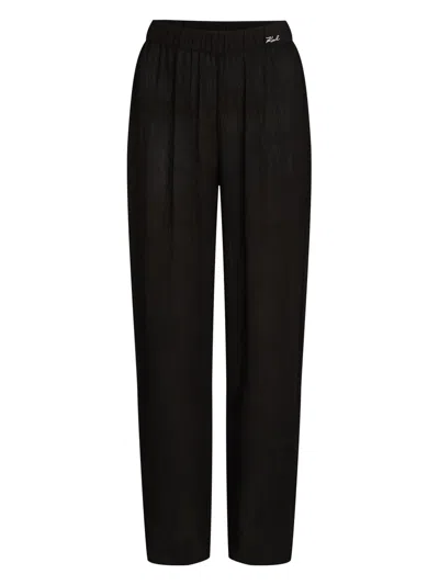 Karl Lagerfeld Plissé Beach Trousers In Black