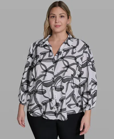 Karl Lagerfeld Plus Size Button-front Blouse In Multi