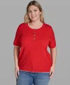 Karl Lagerfeld Plus Size Button-front Sweater In Red