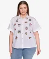Karl Lagerfeld Petite Cotton Embroidered Short-sleeve Shirt