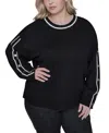 Karl Lagerfeld Plus Size Crewneck Pull-on Sweater In Black