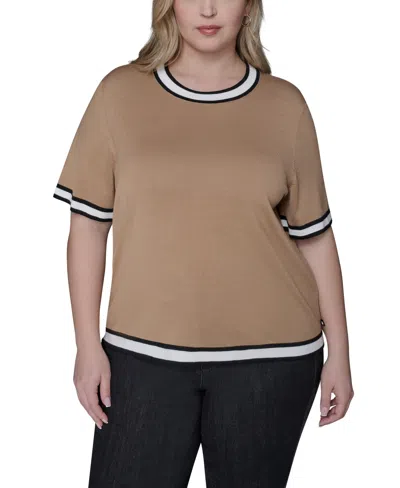KARL LAGERFELD PLUS SIZE CREWNECK SHORT-SLEEVE SWEATER