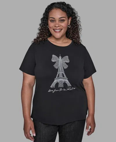 Karl Lagerfeld Plus Size Crystal T-shirt In Black