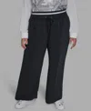 Karl Lagerfeld Plus Size Double Waistband Long Casual Pants In Black