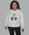 Karl Lagerfeld Plus Size Eiffel Tower Crewneck Fleece Sweatshirt In White