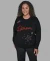 Karl Lagerfeld Plus Size Embellished Amour Sweater In Black