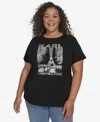 Karl Lagerfeld Plus Size Embellished Eiffel Tower Tee, Exclusively At Macy's In Black