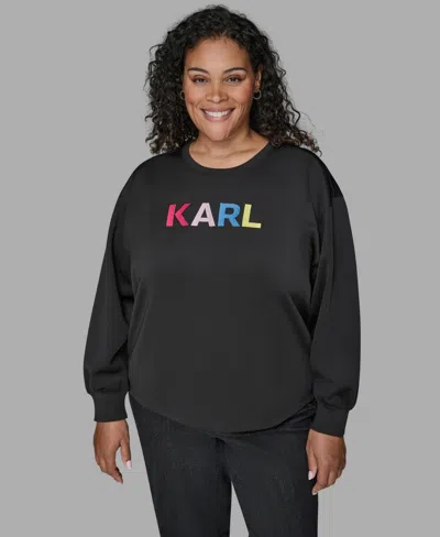 Karl Lagerfeld Plus Size Embroidery Pull-on Top In Multi