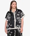 Karl Lagerfeld Plus Size Flower-print Button-down Shirt