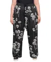 Karl Lagerfeld Plus Size Flower-print Wide-leg Pants In Black