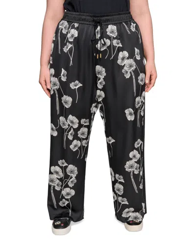 Karl Lagerfeld Plus Size Flower-print Wide-leg Pants