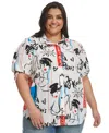 KARL LAGERFELD PLUS SIZE LOGO GRAPHIC SHORT-SLEEVE SHIRT, CREATED FOR MACY'S