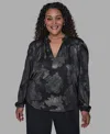 Karl Lagerfeld Plus Size Long Sleeve Top In Multi
