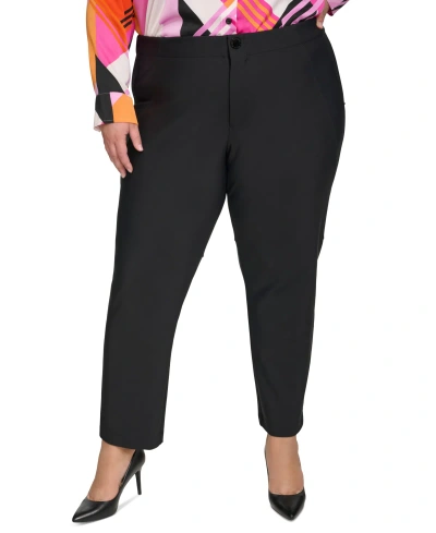 Karl Lagerfeld Plus Size Mid Rise Compression Pants In Black