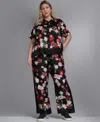 Karl Lagerfeld Plus Size Mid-rise Floral-print Pull-on Pants In Multi