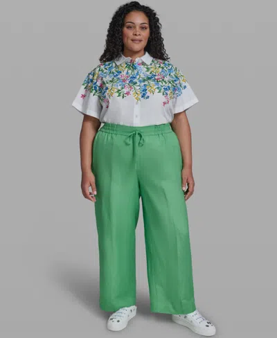 Karl Lagerfeld Plus Size Mid-rise Pull-on Pants In Green