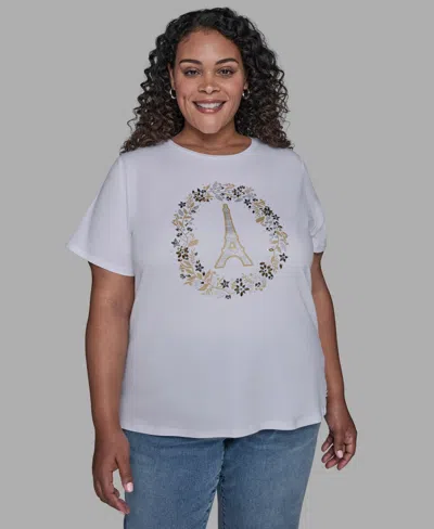 Karl Lagerfeld Plus Size Paris Logo Short Sleeve T-shirt In White