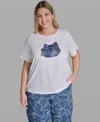 Karl Lagerfeld Plus Size Pull-on Graphic T-shirt In White