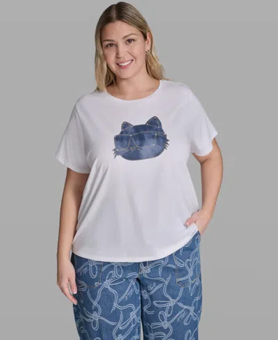 Karl Lagerfeld Plus Size Pull-on Graphic T-shirt In White